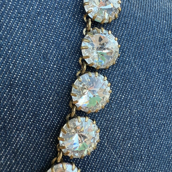 J Crew Brulee Necklace Aurora Borealis Rhinestones Sparkly Crystals Gold Tone - Picture 3 of 6